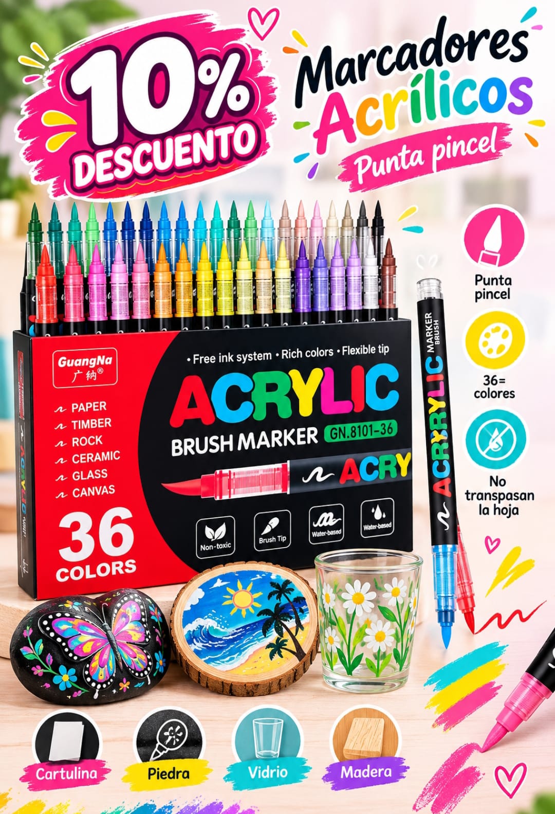 MARCADORES ACRILICOS PUNTA PINCEL