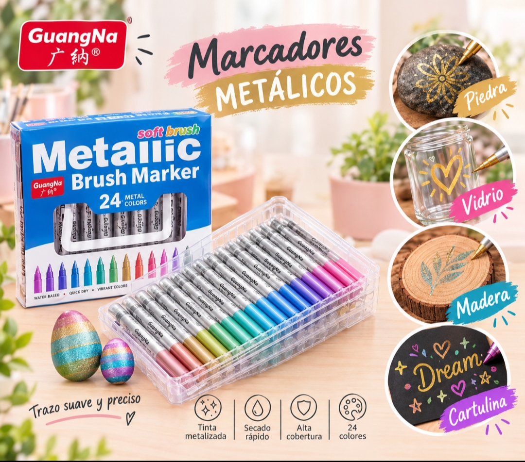 JUEGO DE 24 MARCADORES METALIZADOS