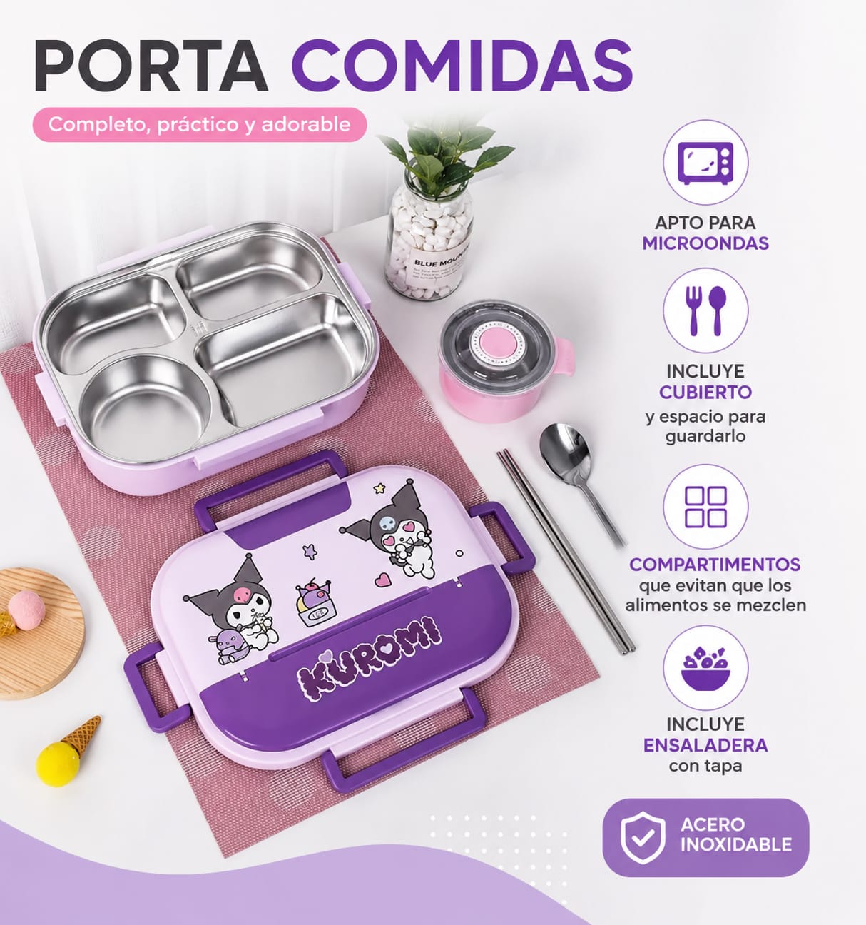 PORTA COMIDAS EN ACERO INOXIDABLE