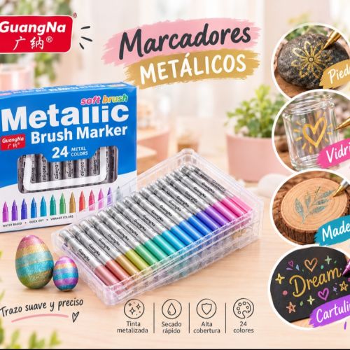 Juego De 24 Marcadores Metalizados