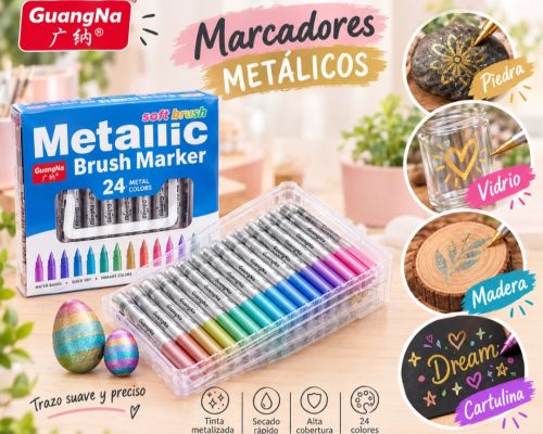 Juego De 24 Marcadores Metalizados