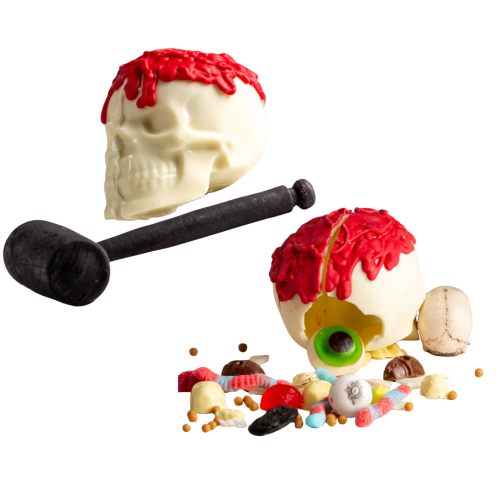 Piñata de chocolate con relleno sorpresa y con martillo de madera