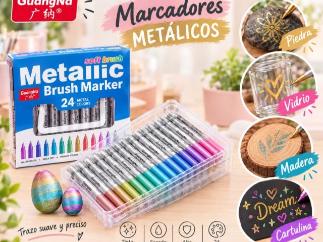 Juego De 24 Marcadores Metalizados